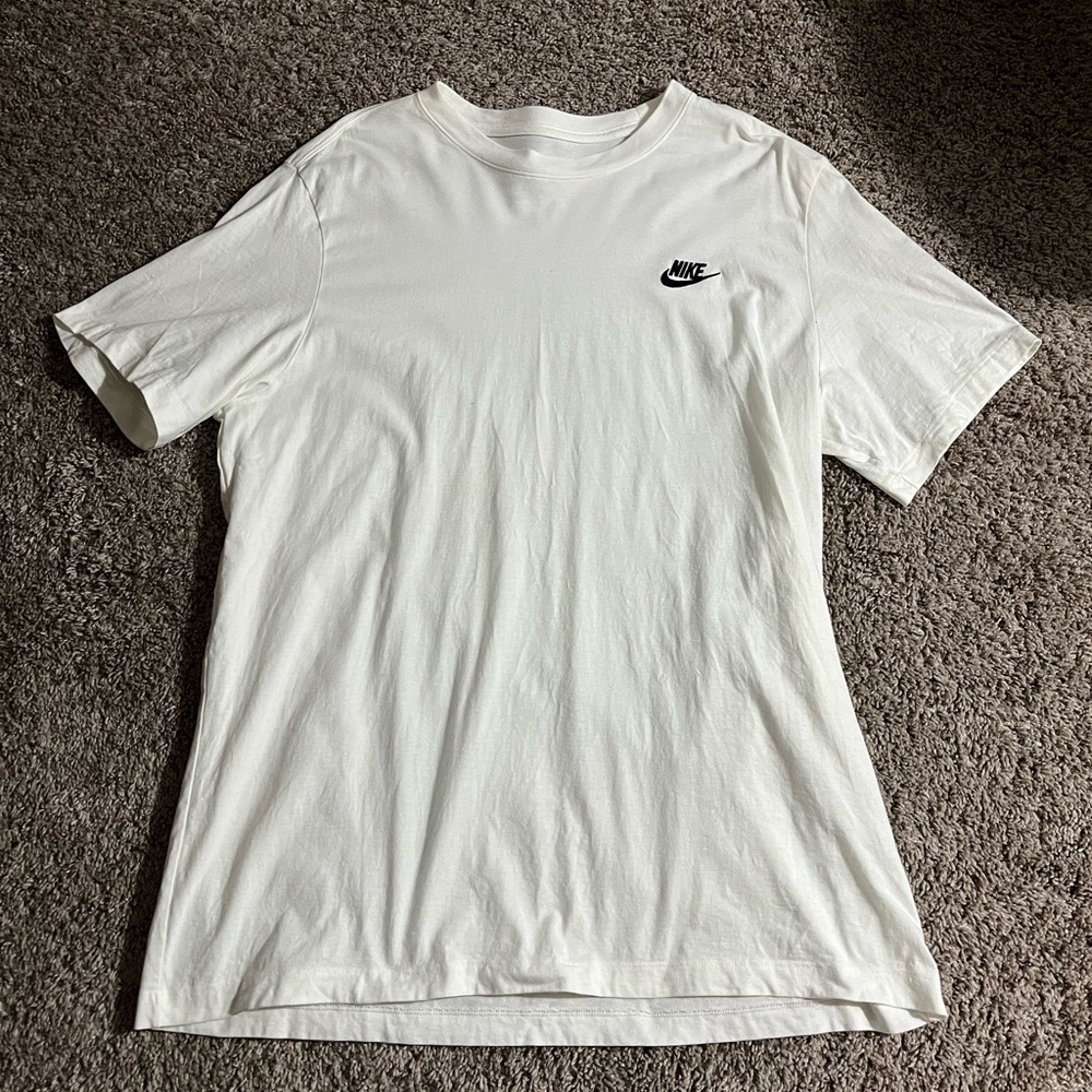 Nike Men's White and Black Logo T-Shirt Size XL